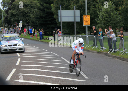 Londra 2012 Olympic uomini Ciclismo Crono. East Molesey Surrey, Inghilterra, Regno Unito, Europa. Marco Pinotti, Italia, 5 Foto Stock