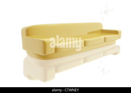 Giallo divano moderno. 3D render illustrazione Foto Stock