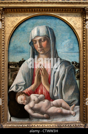 Madonna adorare il Bambino addormentato 1460 Giovanni Bellini Italiano 1459 - 1516 Venezia Italia Foto Stock