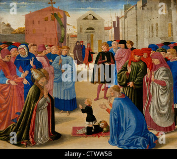 San Zanobi resuscita un bambino morto da Benozzo Gozzoli (Benozzo di lesa di Sandro) 1420-1497 Italia Italiano Foto Stock