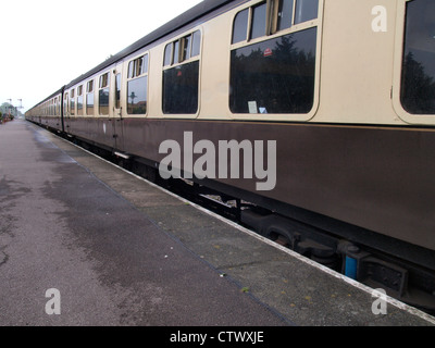 Carrozze ferroviarie a Minehead stazione, Somerset, Regno Unito Foto Stock