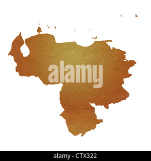 Mappa testurizzata del Venezuela Mappa marrone con sasso o pietra texture, isolato su sfondo bianco con percorso di clipping. Foto Stock
