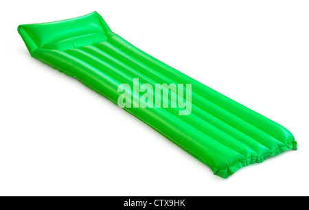 Verde piscina galleggiante zattera isolato su bianco Foto Stock