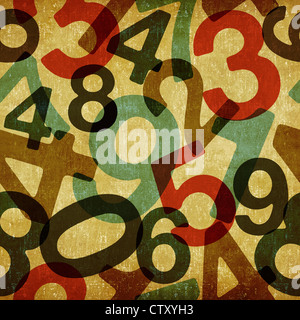 Retrò numeri impostati in textured seamless pattern. Foto Stock