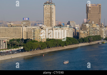 Corniche El Nil, Fiume Nilo al Cairo, Egitto, Africa Settentrionale, Africa Foto Stock