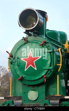 Parte della vecchia locomotiva con sovietica stella rossa Foto Stock