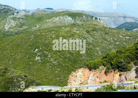 Estate Llogara pass con vista strada a serpentina (Albania) Foto Stock