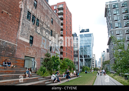 La linea alta New York City linear Park Central Railroad sperone Chelsea Meatpacking District West Side di Manhattan di cantiere Foto Stock