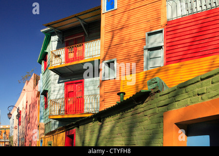 "Caminito street" vista laterale, "La Boca" Città, Buenos Aires, Argentina. Foto Stock