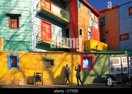 Caminito street" vista laterale, "La Boca" Città, Buenos Aires, Argentina. Foto Stock