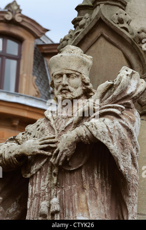 Croce di Giustizia, 1502 nella parte anteriore del Municipio Wiltz, Lussemburgo Foto Stock