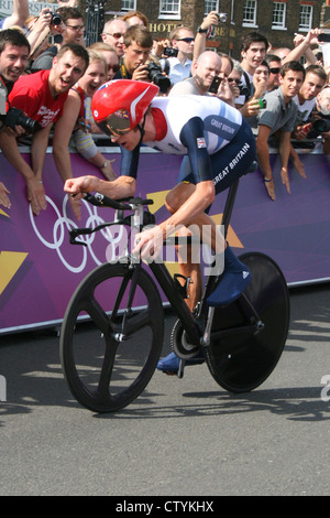 Sir Bradley Wiggins, uomini di prova a tempo, Olimpiadi di Londra 2012. Foto di Kim Craig. Foto Stock