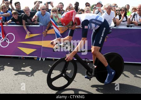 Bradley Wiggins, uomini di prova a tempo, Olimpiadi di Londra 2012. Foto di Kim Craig. Foto Stock