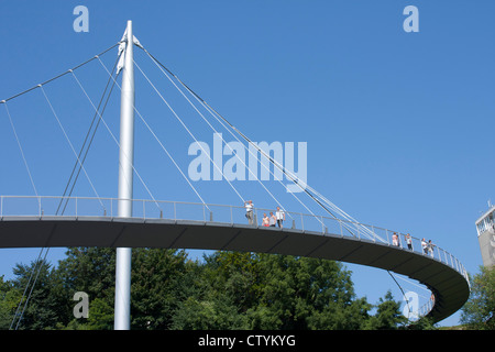 Ponte pedonale presso il porto, Sassnitz, Ruegen Isola, Meclemburgo-Pomerania Occidentale, Germania Foto Stock