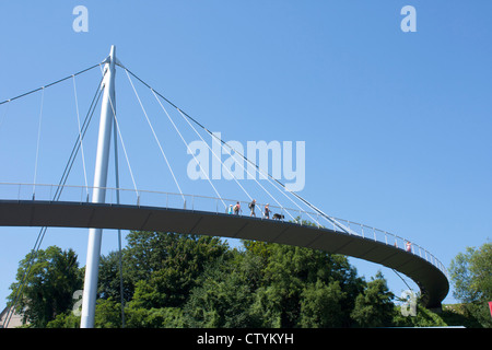 Ponte pedonale presso il porto, Sassnitz, Ruegen Isola, Meclemburgo-Pomerania Occidentale, Germania Foto Stock