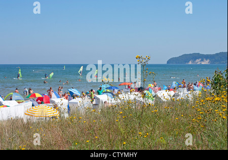 Spiaggia di Binz, Ruegen isola, Mar Baltico, Meclemburgo-Pomerania Occidentale, Germania Foto Stock