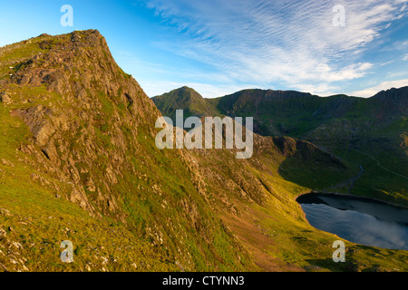 Y lliwedd e Snowdon, Snowdon Horseshoe, Parco Nazionale di Snowdonia, Gwynedd, Wales, Regno Unito, Europa Foto Stock