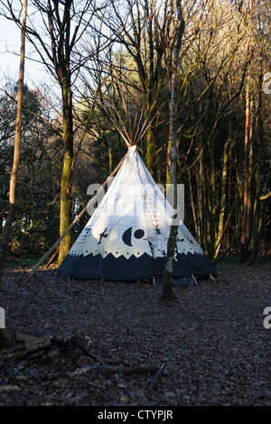 Nativi americani teepee nel bosco soleggiato Foto Stock