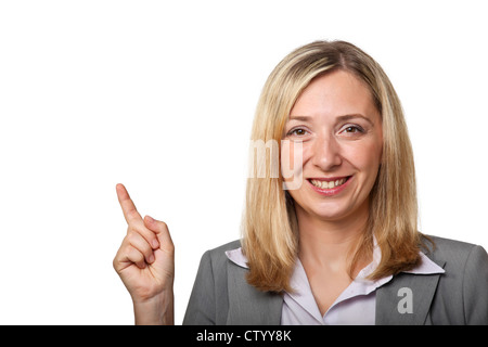 Imprenditrice ritratto isolato su sfondo bianco Foto Stock