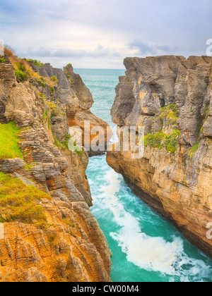 Punakaki Pancake Rocks in Paparoa National Park Foto Stock