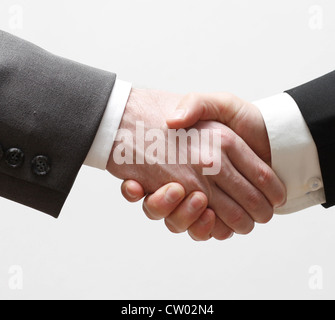 Due uomini di affari stringono le mani Foto Stock