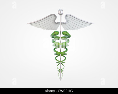 Caduceo isolati su sfondo bianco Foto Stock