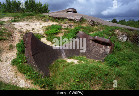 Verdun, Meuse, Francia. Luglio 2012. I campi di battaglia di Verdun da WW1 a Fort Vaux mostrante la distruzione delle posizioni difensive. Foto Stock