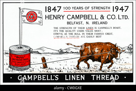 Stampa Vintage annuncio da parte di produttori tessili Yearbook 1948 circa pubblicità HENRY Campbell & CO LTD di Belfast realizzatori di filo di lino Foto Stock