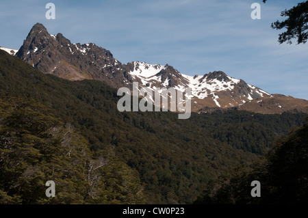 In splendido isolamento Mavora Laghi Specchio Alpi del Sud della Nuova Zelanda. Parti del "Signore degli Anelli" sono state prodotte qui. Foto Stock