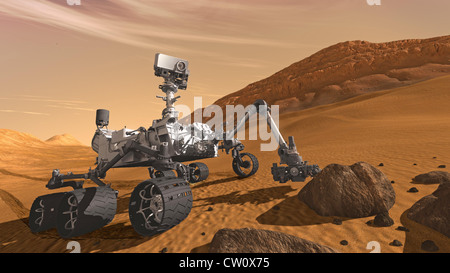 Artista concetto di NASA Mars Science Laboratory curiosità rover Foto Stock