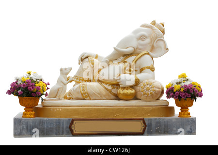 Scultura di Ganesh dio indù (Elefante - intitolata dio) su uno sfondo bianco Foto Stock