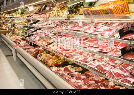 Sezione di carne di drogheria Boston Massachusetts, STATI UNITI D'AMERICA Foto Stock