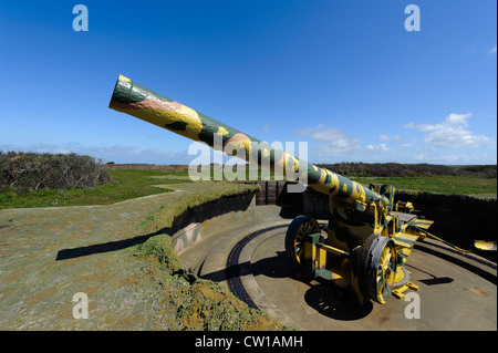 Batteria tedesca a Cape Pleinmont, Isola di Guernsey, Isole del Canale Foto Stock