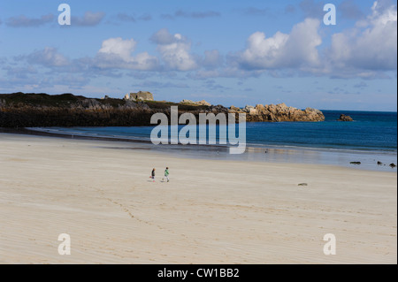 Spiaggia Vicino al Beach House, Pembroke Bay, Isola Guernsey, Isole del Canale Foto Stock