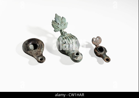 Periodo romano in bronzo lampada olio 4-5secolo CE Foto Stock