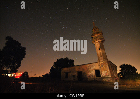 La moschea siriano in Hushaniya et notte. Vicino alla comunità di Keshet nel Golan, Israele, foto di Shay prelievo Foto Stock