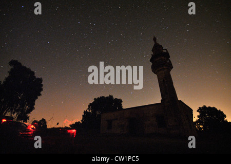 La moschea siriano in Hushaniya et notte. Vicino alla comunità di Keshet nel Golan, Israele, foto di Shay prelievo Foto Stock