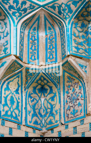 Dettaglio delle opere in Squinch, Mazlum Khan Slu Mausoleo, Mizdarkhan, Karakalpakstan, Uzbekistan Foto Stock