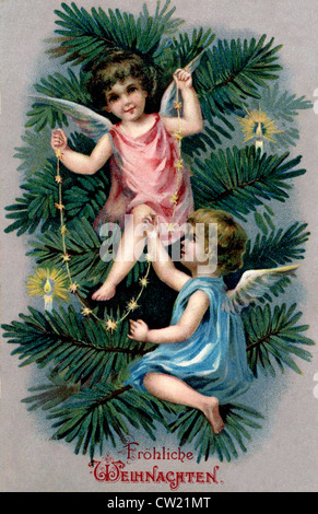 Albero di Natale decorato con angeli Foto Stock