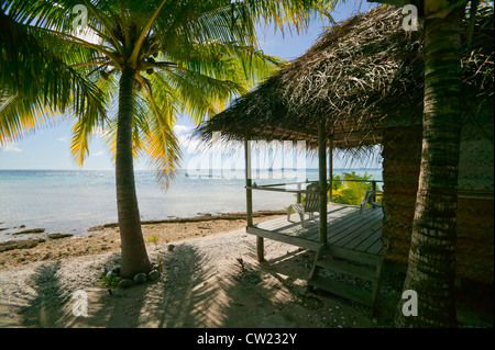 Spiaggia da sogno in tuamotus, Polinesia francese Foto Stock