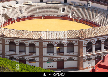 Malaga Andalusia Andalusia Spagna vuoto Bull Ring, arena Plaza de Toros de la Malagueta, dall'alto. Foto Stock