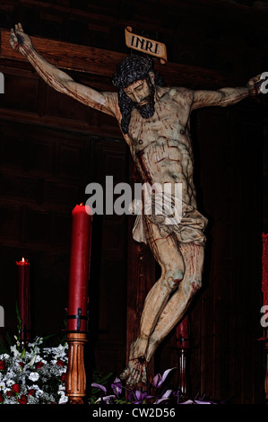 La crocifissione di Cristo dello scultore Gregorio Fernández nella chiesa di San Benito nella città di Valladolid Castiglia e Leon, Spagna, Europa Foto Stock