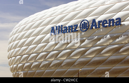 Monaco di Baviera, l'Allianz Arena logo Foto Stock