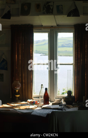 Dylan Thomas iscritto capannone Laugharne Carmarthenshire Galles Foto Stock