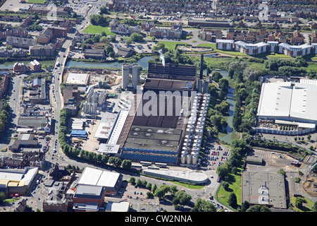 Vista aerea della fabbrica di birra Carlsberg, Northampton, Regno Unito Foto Stock