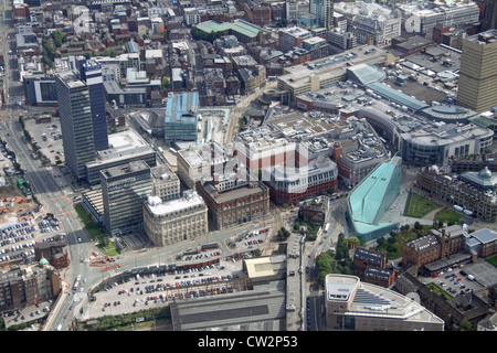 Vista aerea del centro della città di Manchester, Deansgate area Foto Stock