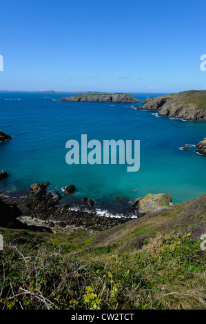 Bay la Grande Grève e Brecqhou isola, Isola di Sark, Isole del Canale Foto Stock