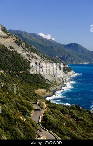 Miniere di amianto nei pressi di Nonza, Cap Corse, Corsica, Francia Foto Stock