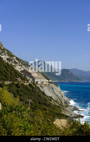 Miniere di amianto nei pressi di Nonza, Cap Corse, Corsica, Francia Foto Stock