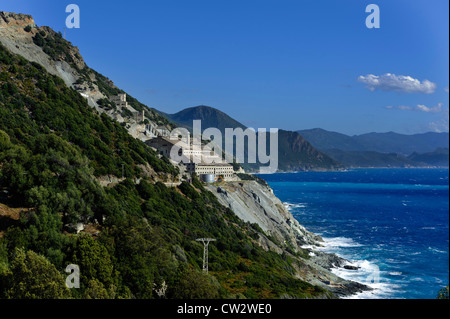 Miniere di amianto nei pressi di Nonza, Cap Corse, Corsica, Francia Foto Stock